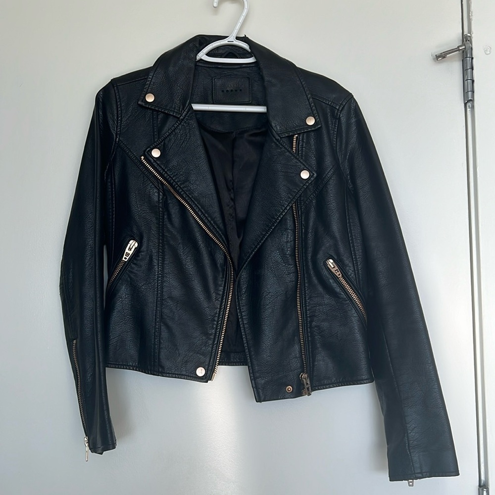 Blank NYC Moto Leather Jacket with Gold Hardware